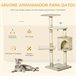 Arranhador para Gatos Aglomerado de Madeira, Pelúcia e Sisal Bege