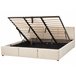 Beliani Cama com armazenamento Veludo BOUSSE 191x219 Bege