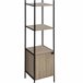 Estante para sala com 1 porta e 3 prateleiras em aço Preto/ Madeira