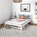 Estrutura de Cama de Casal Madeira de pinho HOMCOM, casa - quarto Branco