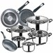 8pc + Conjunto 3 jogo de bateria de cozinha de Sartenes Multicor