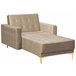 Beliani Chaise longue Veludo ABERDEEN Areia