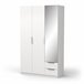 Roupeiro GHOST portas batentes com espelho e 2 gavetas Branco