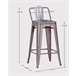 Banqueta industrial de metal com encosto baixo  - Bistro AlumÍnio
