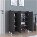 Aparador Sirdal com 3 portas e 8 compartimentos em aglomerado 90 Antracite