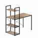 Mesa de escritório com prateleira 3 prateleiras Aço Estilo Industrial Preto/ Madeira