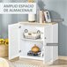 Aparador MDF, Madeira de borracha HOMCOM 80 Branco