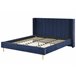 Beliani Cama com estrado Veludo VILLETTE 205x222 Azul Marino