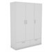 Roupeiro OSLO portas batentes e 2 gavetas 144x200cm branco Branco